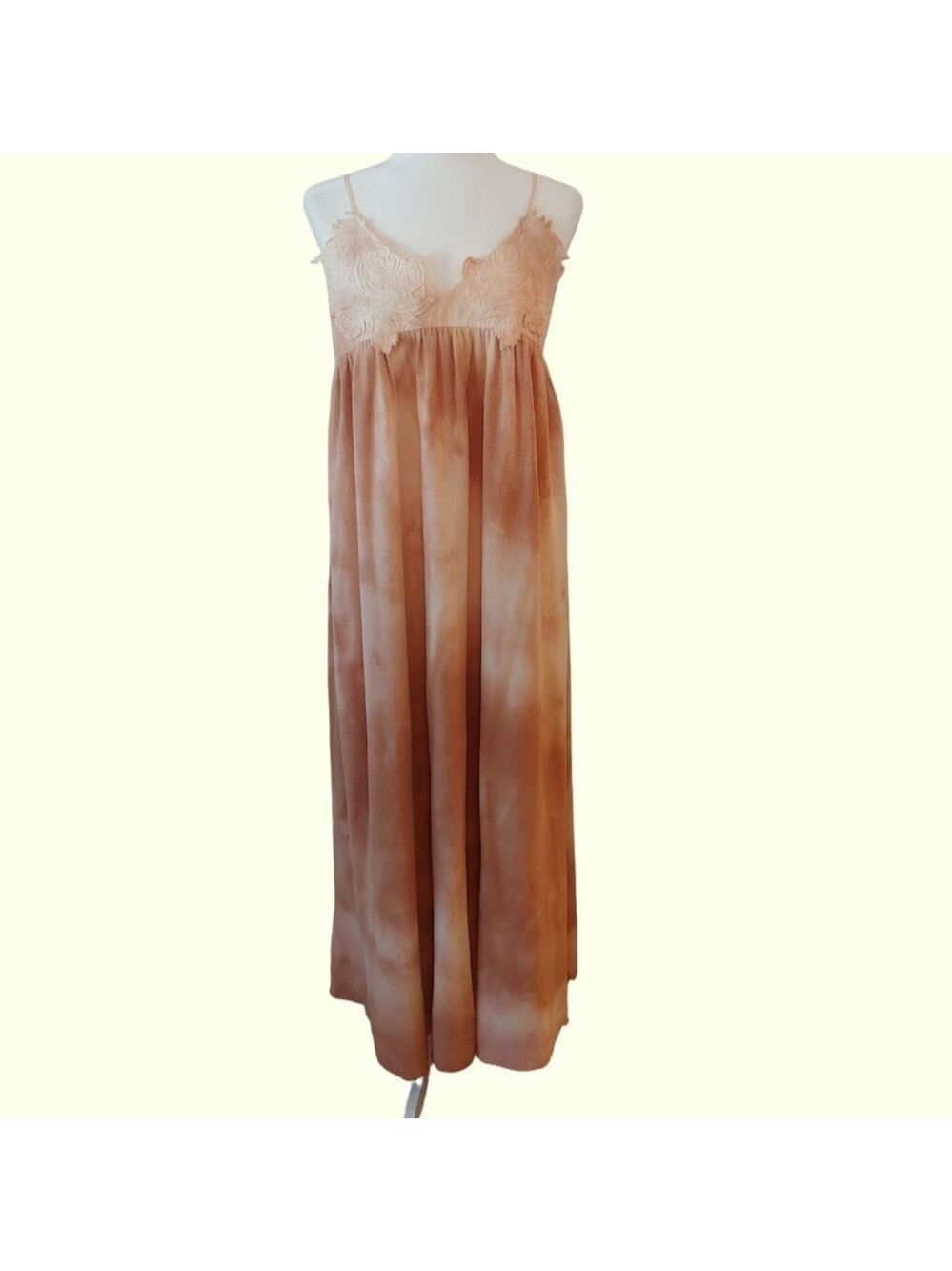ZARA Maxi Summer Tie Dye Strap Dress Tan and Peach Women's Medium, NWT - Picture 7 of 17